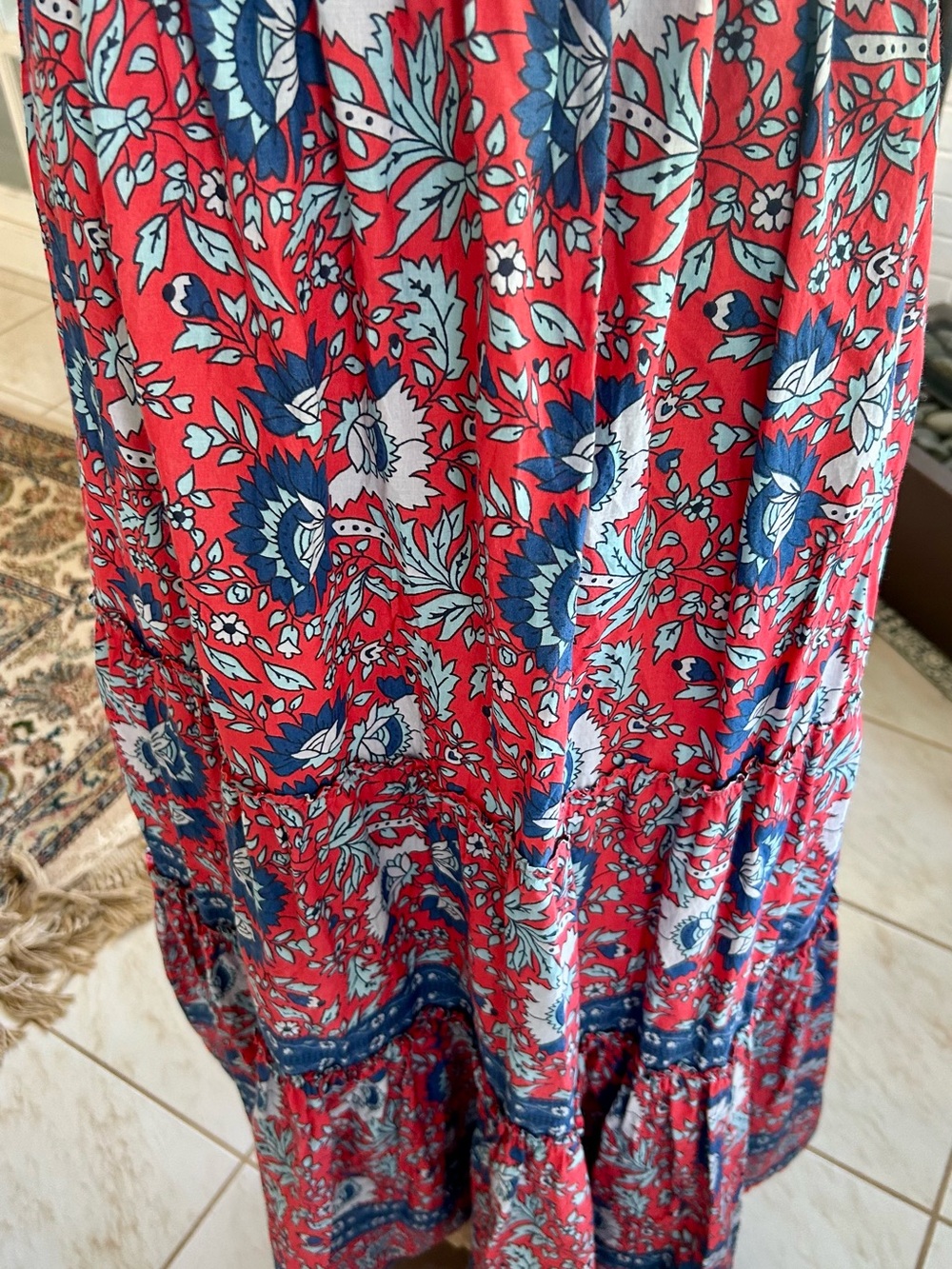 NATURAL LIFE Coral and Blue Floral Maxi Skirt - Picture 3 of 6